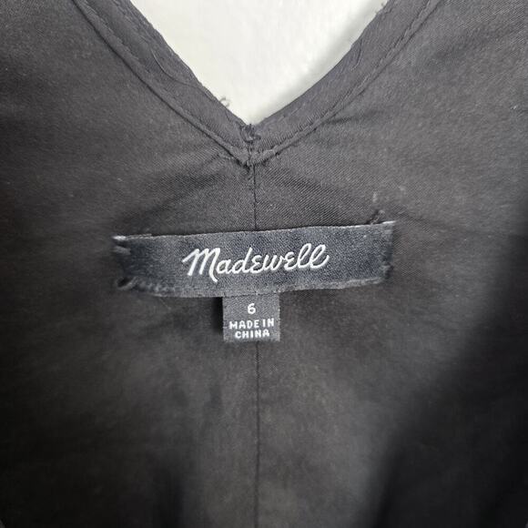 Madewell Black Silk Contemporary Sleeveless Mini Nightshine Shift Dress Size 6 - Picture 6 of 9